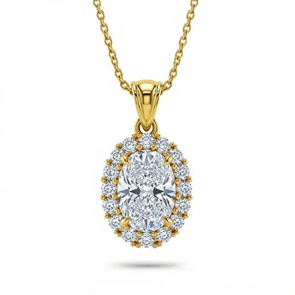 Kimi Oval Shape Lab Diamond Solitaire Pendant - Jewelslane