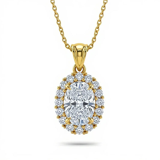 Kimi Oval Shape Lab Diamond Solitaire Pendant - Jewelslane