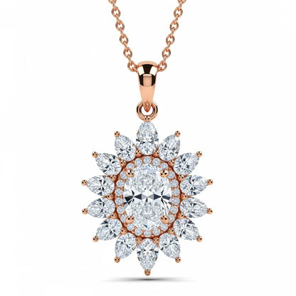 Kinzy Oval Shape Diamond solitaire Pendant - Jewelslane
