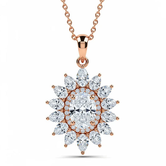 Kinzy Oval Shape Diamond solitaire Pendant - Jewelslane