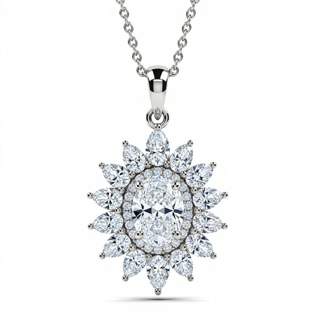 Kinzy Oval Shape Diamond solitaire Pendant - Jewelslane