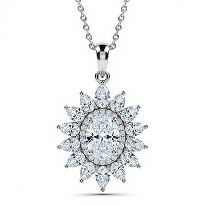 Kinzy Oval Shape Diamond solitaire Pendant - Jewelslane