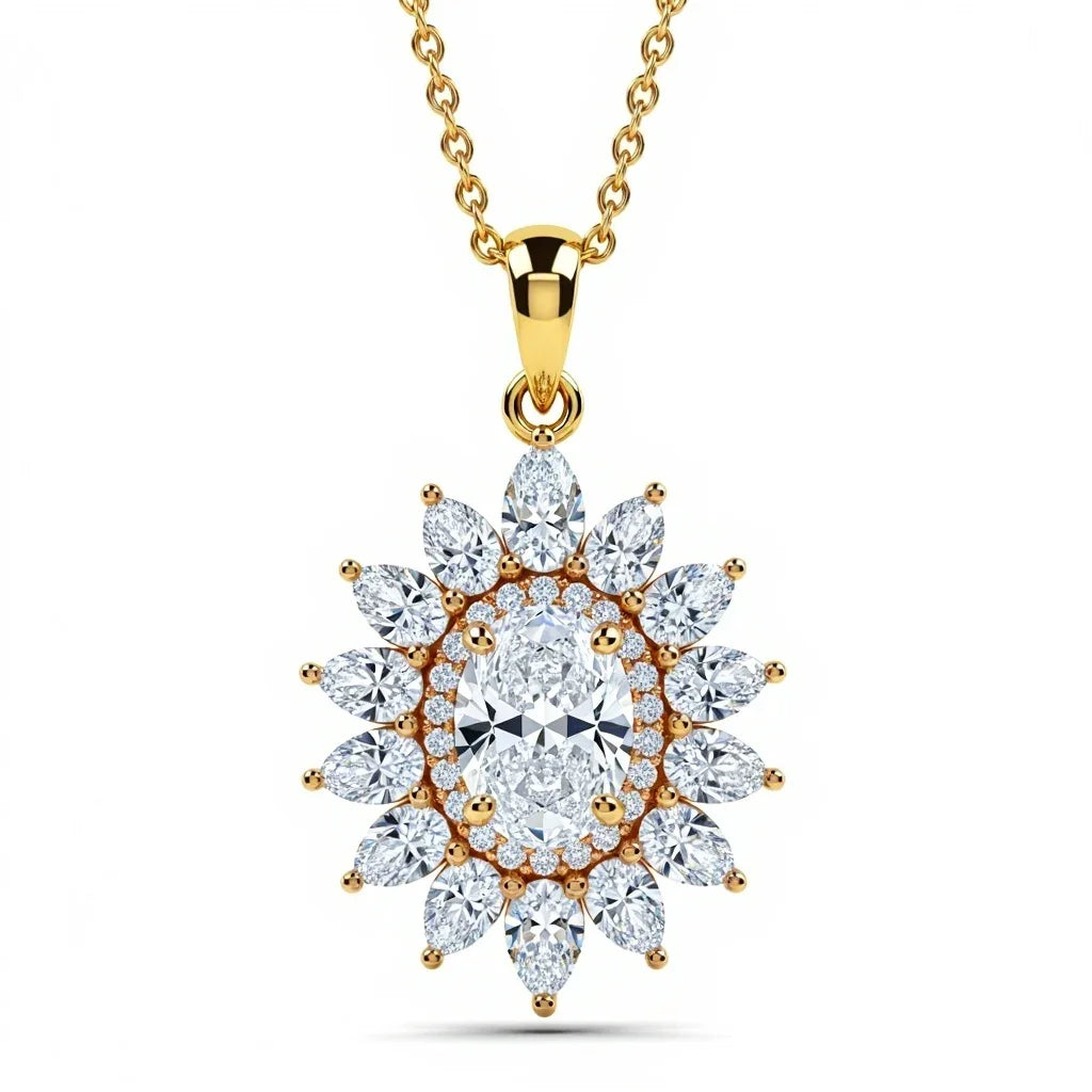 Kinzy Oval Shape Diamond solitaire Pendant - Jewelslane