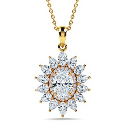 Kinzy Oval Shape Diamond solitaire Pendant - Jewelslane