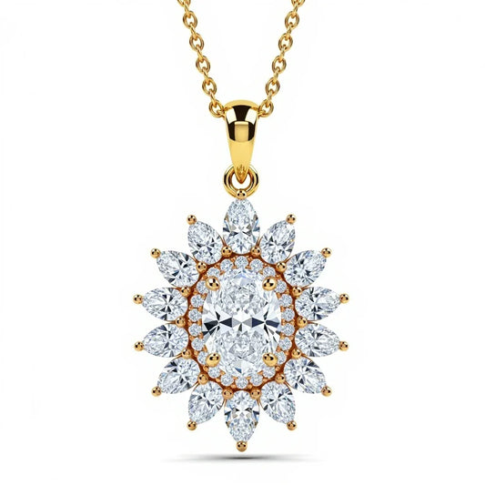 Kinzy Oval Shape Diamond solitaire Pendant - Jewelslane