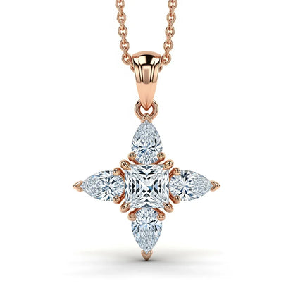 Kio Princess Cut Lab Diamond Solitaires Pendant - Jewelslane
