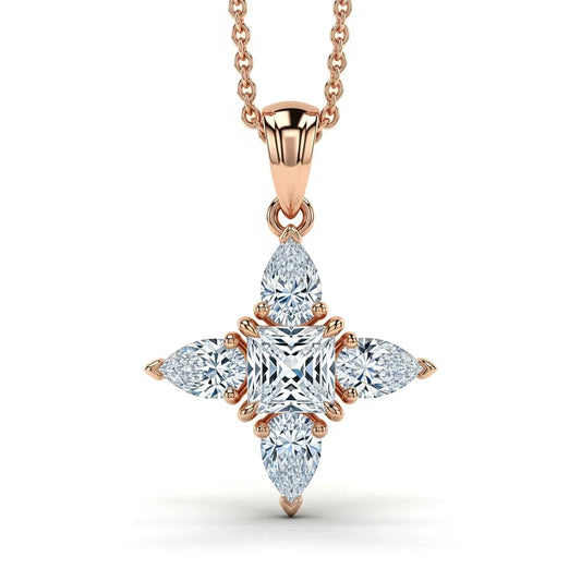 Kio Princess Cut Lab Diamond Solitaires Pendant - Jewelslane