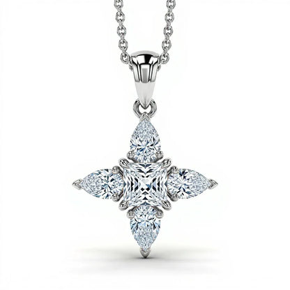 Kio Princess Cut Lab Diamond Solitaires Pendant - Jewelslane