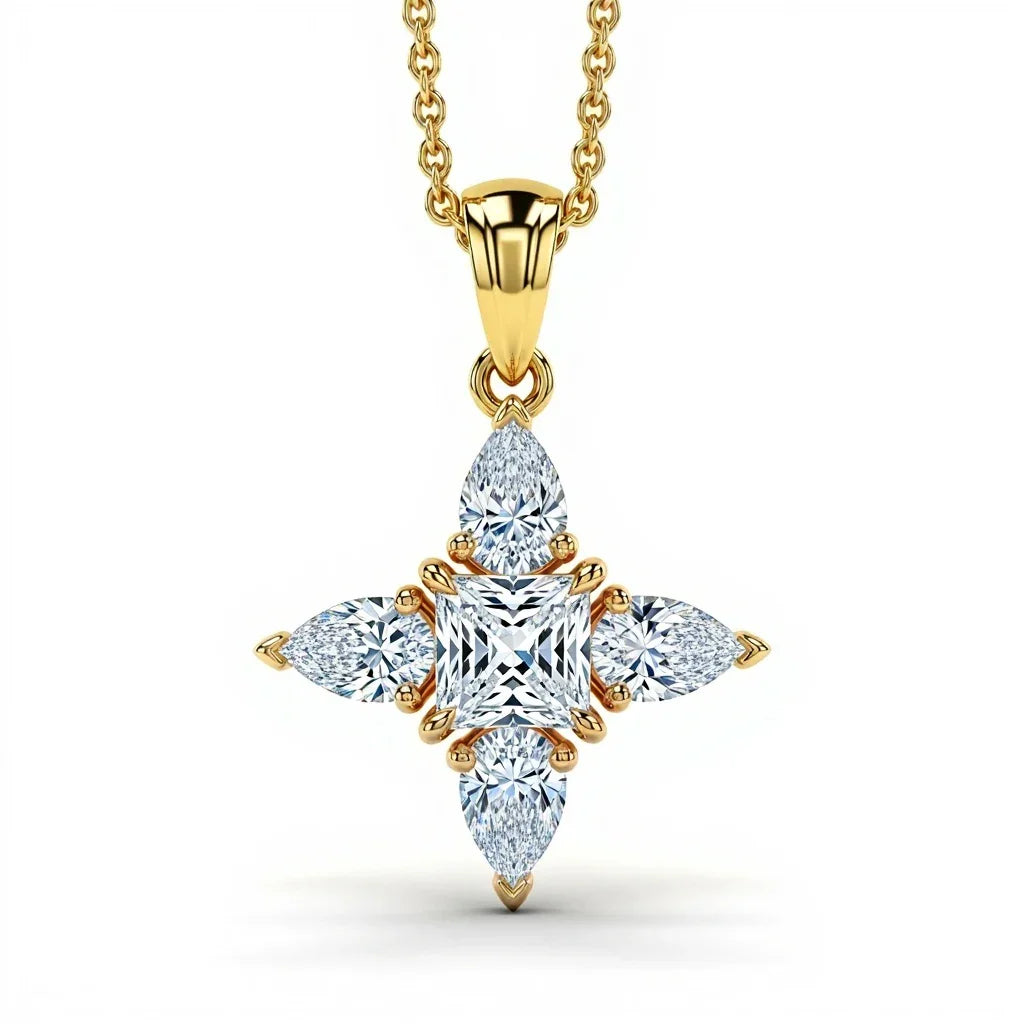Kio Princess Cut Lab Diamond Solitaires Pendant - Jewelslane