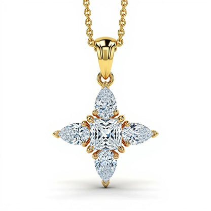 Kio Princess Cut Lab Diamond Solitaires Pendant - Jewelslane