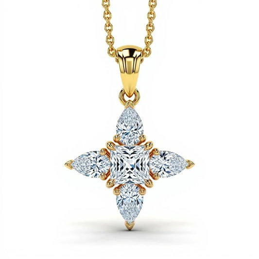Kio Princess Cut Lab Diamond Solitaires Pendant - Jewelslane