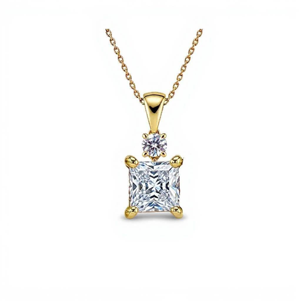 Kyla Princess Cut Lab Grown Diamond Solitaire Pendant - Jewelslane
