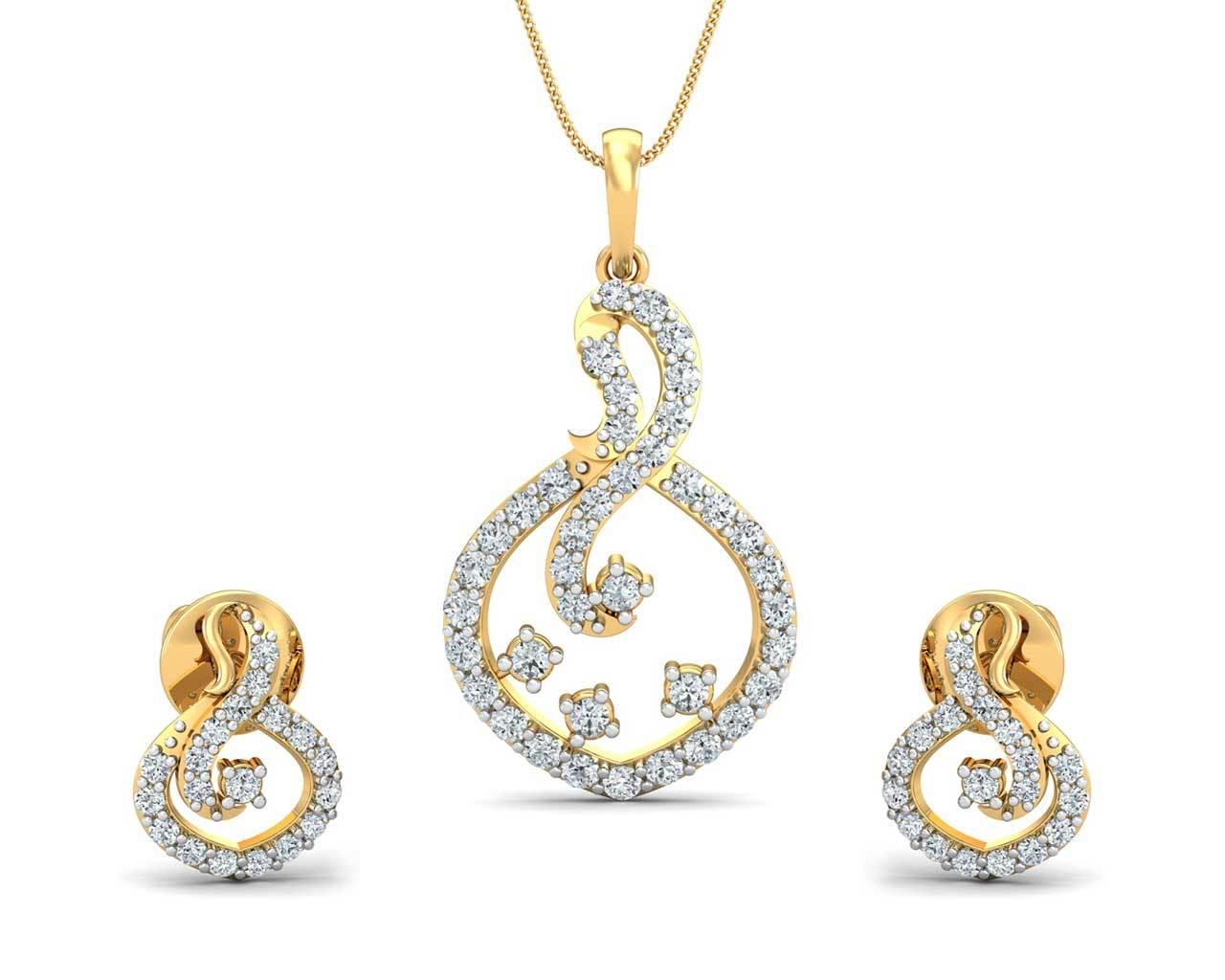Lea Diamond Pendant & Eartop Set - Jewelslane