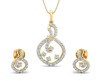 Lea Diamond Pendant & Eartop Set - Jewelslane