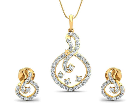 Lea Diamond Pendant & Eartop Set - Jewelslane