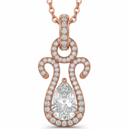 Lisa Pear Shape Lab Diamond solitaire pendant - Jewelslane