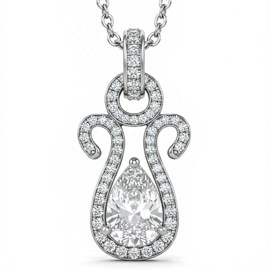 Lisa Pear Shape Lab Diamond solitaire pendant - Jewelslane