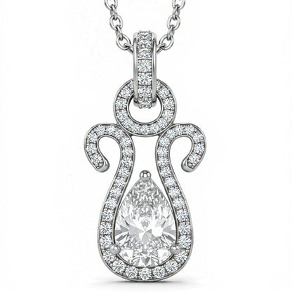 Lisa Pear Shape Lab Diamond solitaire pendant - Jewelslane