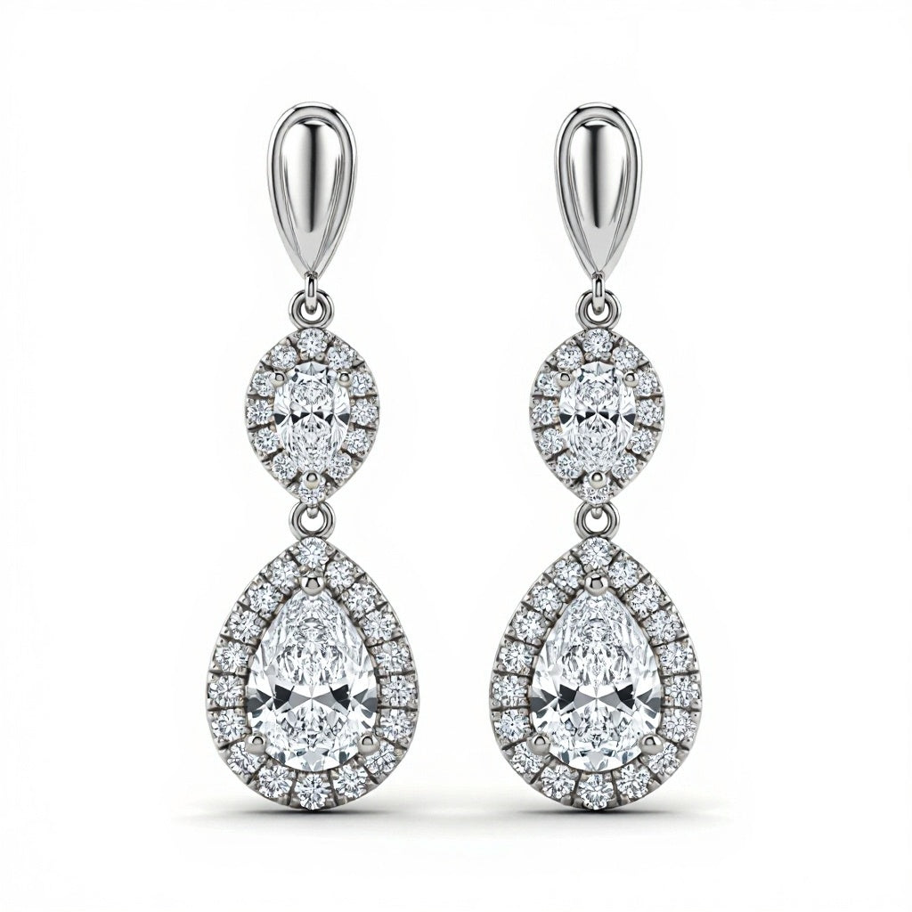 Loma Pear Shape Lab Diamond Solitaire Earrings - Jewelslane