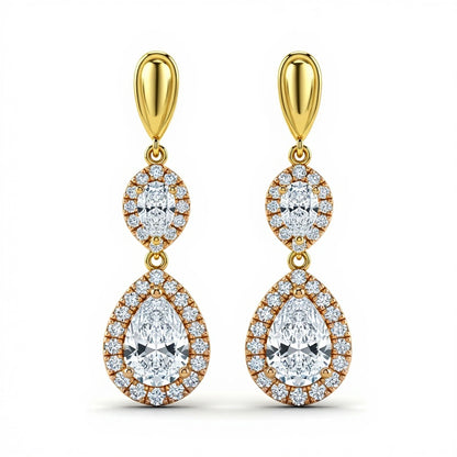 Loma Pear Shape Lab Diamond Solitaire Earrings - Jewelslane