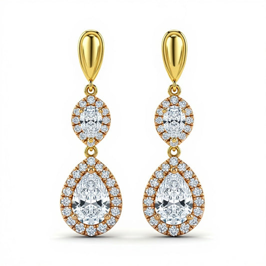 Loma Pear Shape Lab Diamond Solitaire Earrings - jewelslane