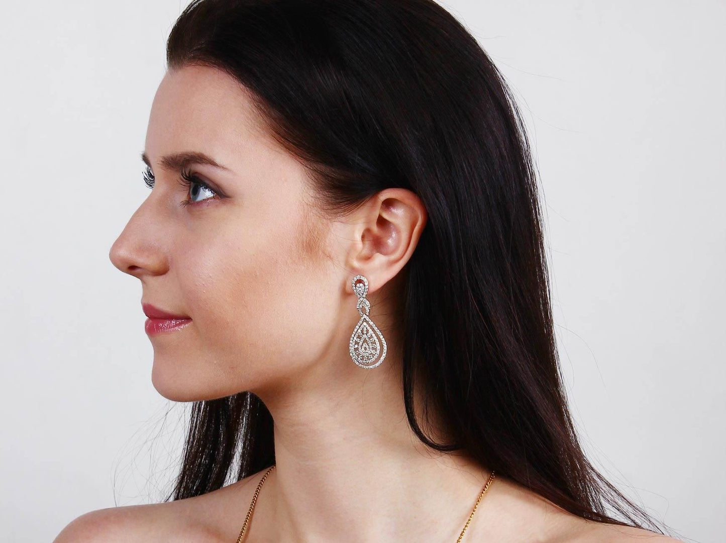 Long Diamond Wedding Earrings - Jewelslane