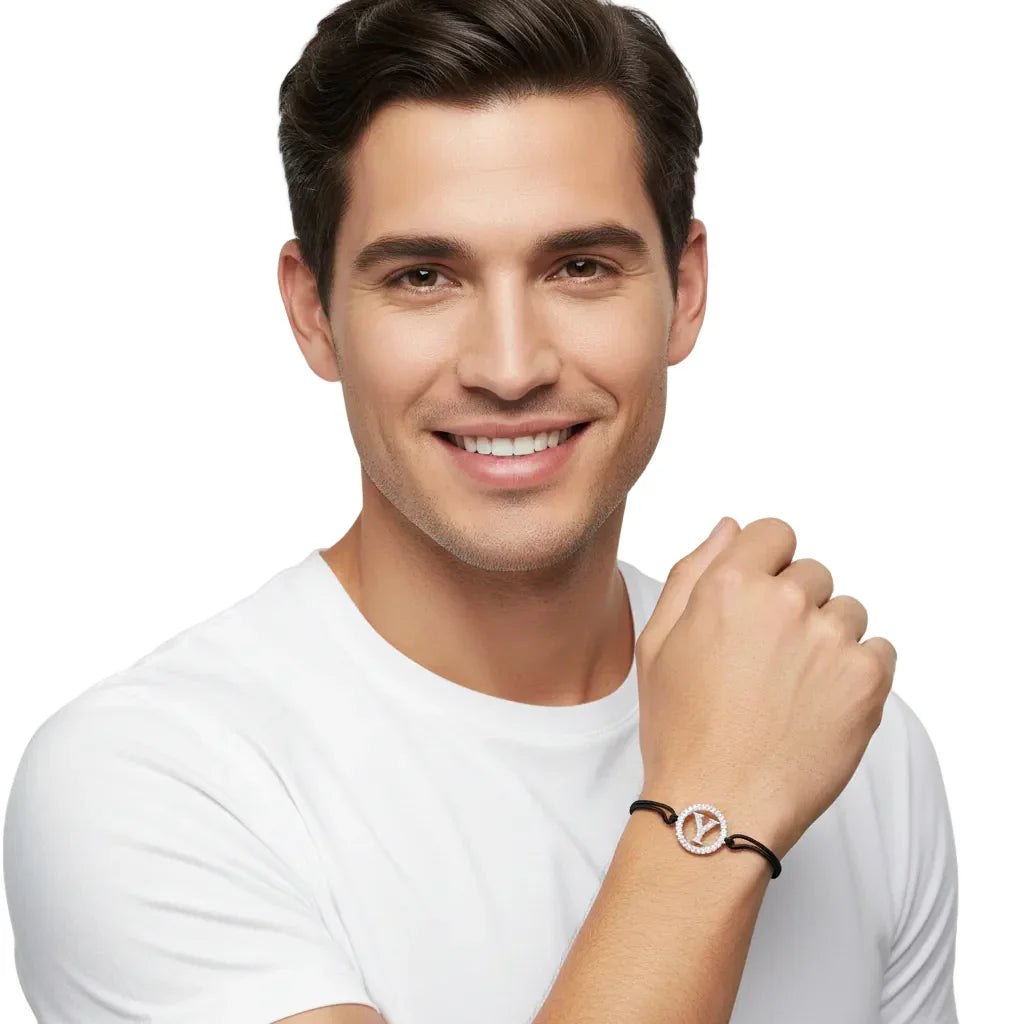 Men's diamond bracelet with circular pendant, stylish gold & diamond jewellery for men