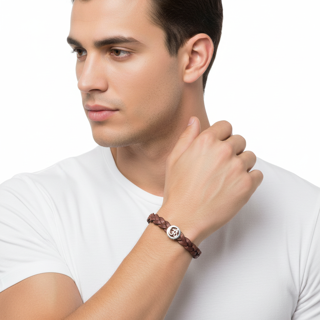 Trendy Om Bracelet in Silver