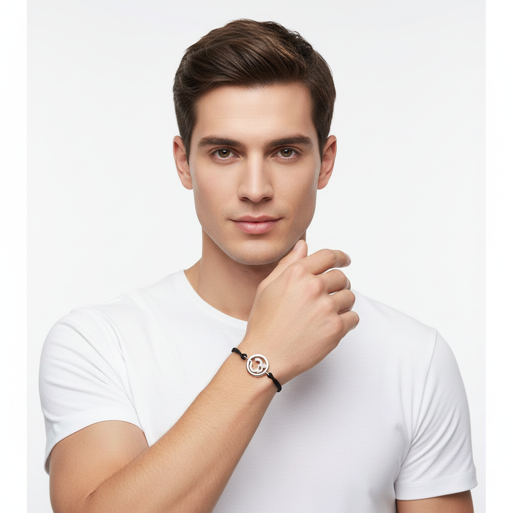 Om Diamond Bracelet in Silver