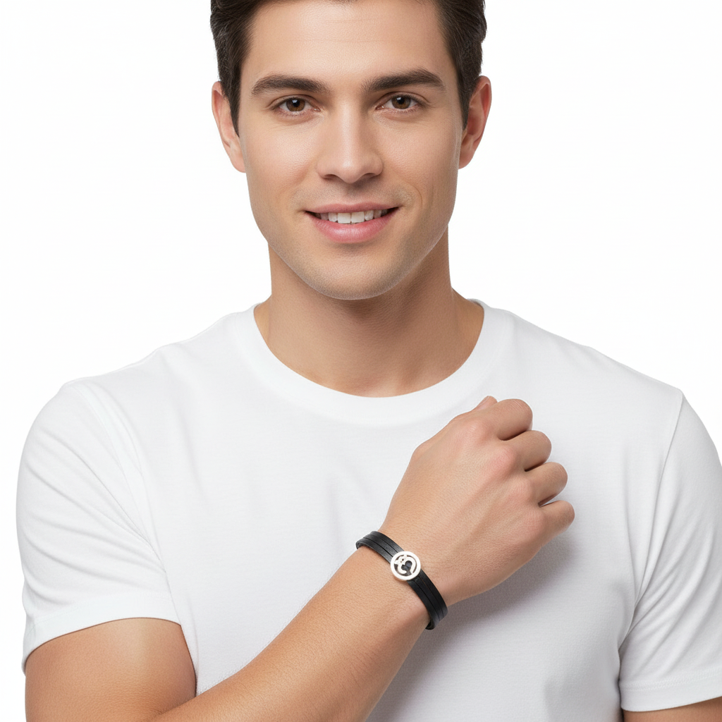 Om Bracelet on Leather