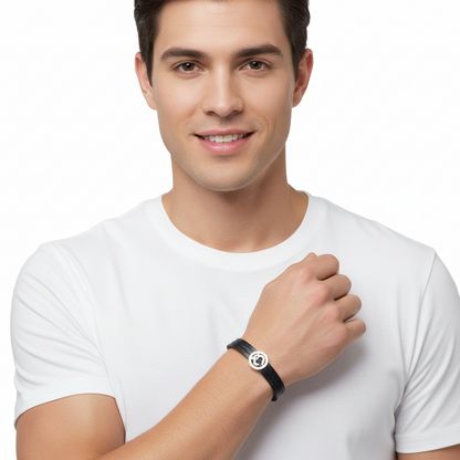 Om Bracelet on Leather