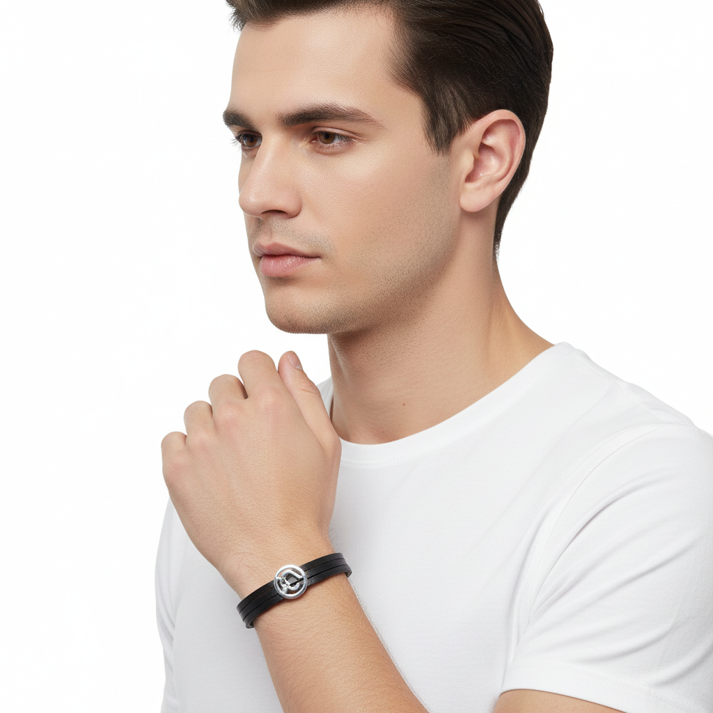 Om Bracelet on Leather