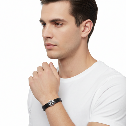 Om Bracelet on Leather