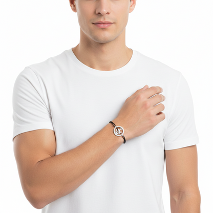 Om Shakti Bracelet in Silver with Diamonds