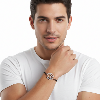 Diamond Studded Elegant Om Bracelet in 92.5 Silver