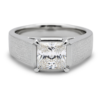 Matte Finish Princess Cut Lab Diamond Solitaire Ring for men - jewelslane