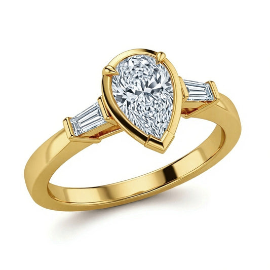 May Pear Shape Lab Grown diamond solitaire ring - Jewelslane