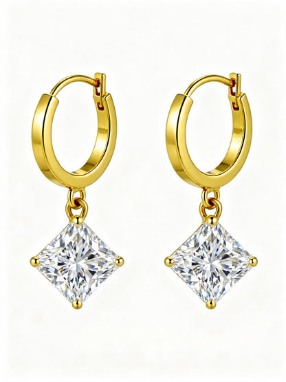 Nabila Princess Cut Diamond Hoop Earrings - Jewelslane