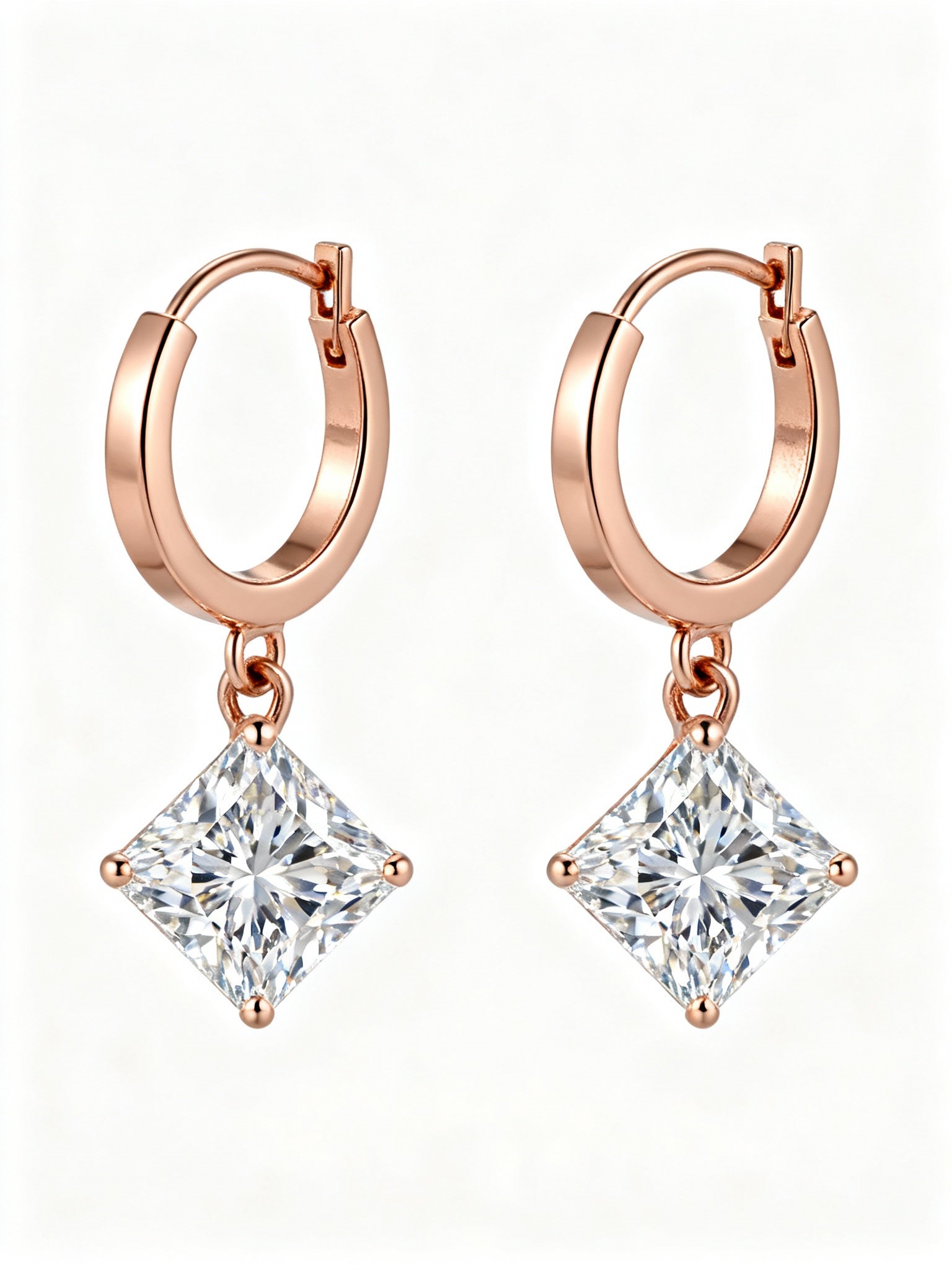 Nabila Princess Cut Diamond Hoop Earrings - Jewelslane