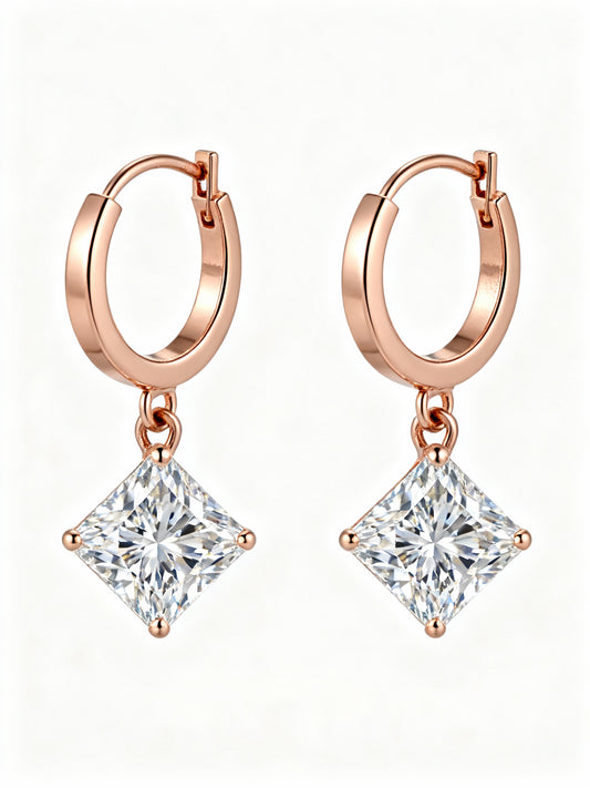 Nabila Princess Cut Diamond Hoop Earrings - Jewelslane