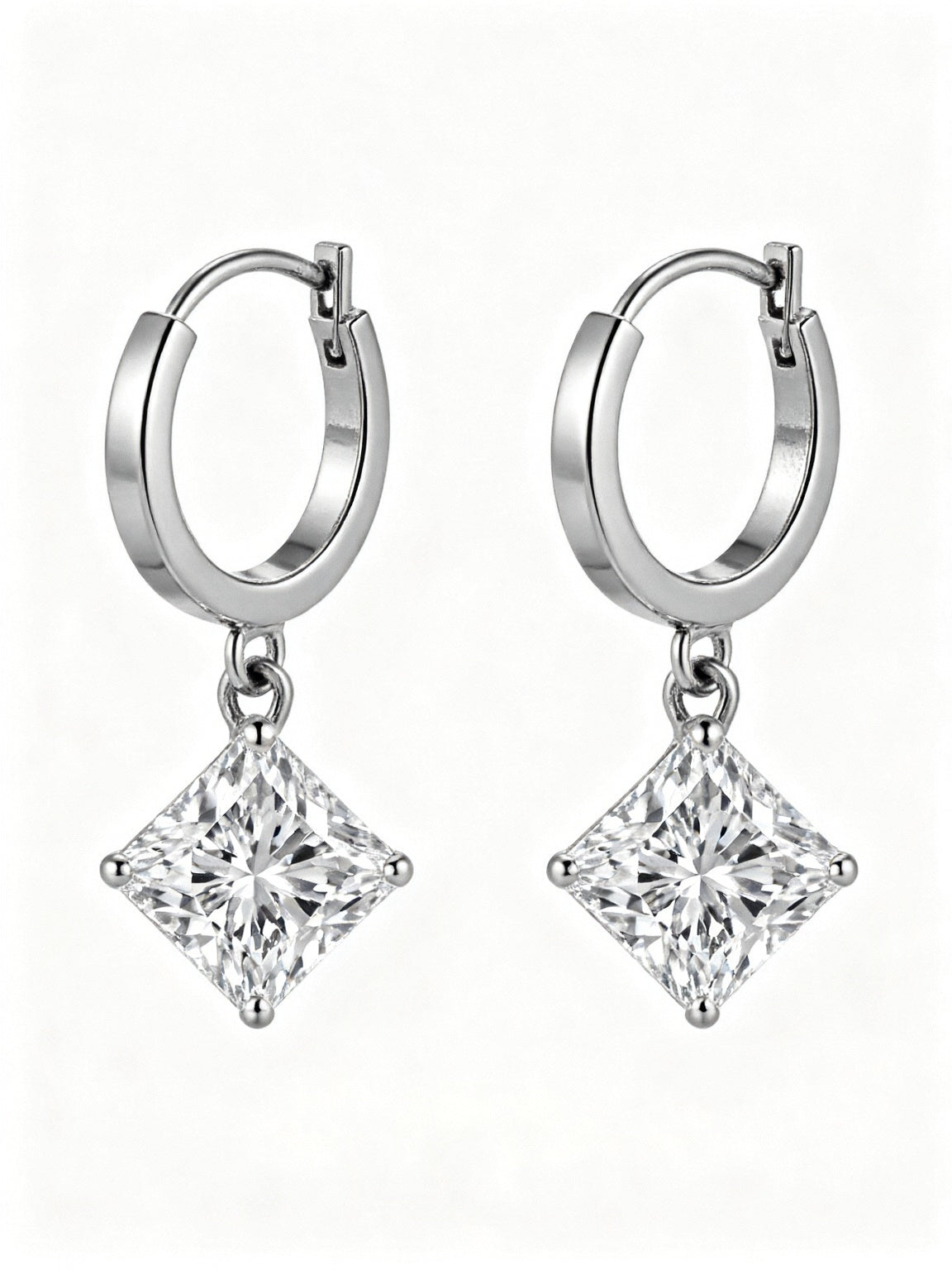 Nabila Princess Cut Diamond Hoop Earrings - Jewelslane