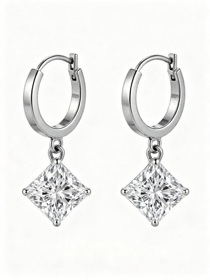 Nabila Princess Cut Diamond Hoop Earrings - Jewelslane