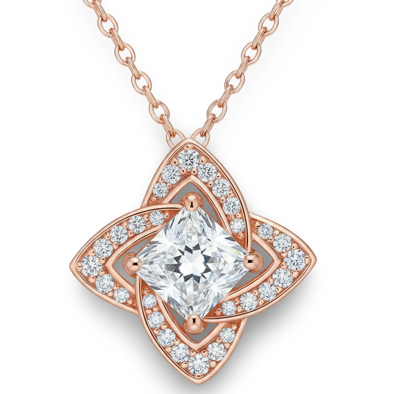 Nage Princess cut Lab Diamond solitaire Pendant - Jewelslane