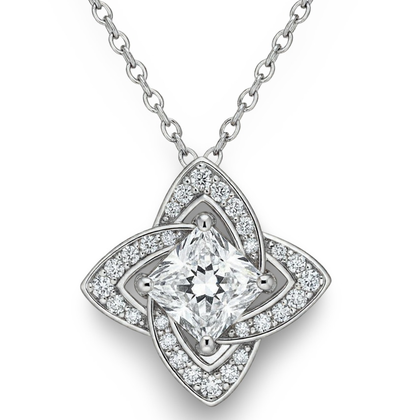 Nage Princess cut Lab Diamond solitaire Pendant - Jewelslane