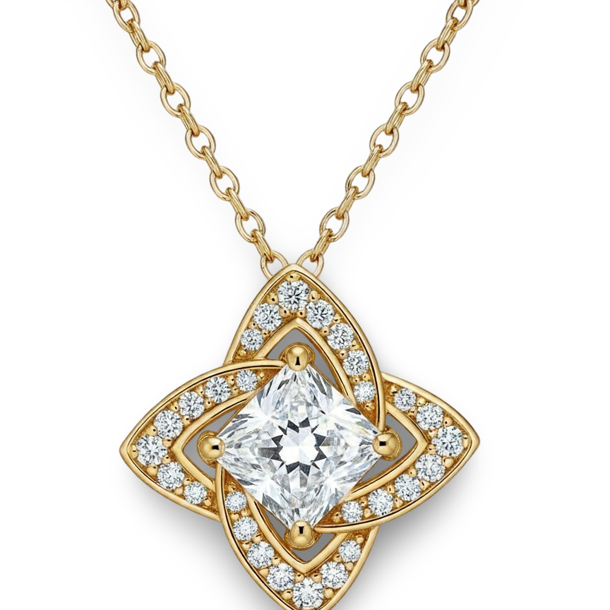 Nage Princess cut Lab Diamond solitaire Pendant - Jewelslane