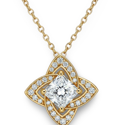 Nage Princess cut Lab Diamond solitaire Pendant - Jewelslane