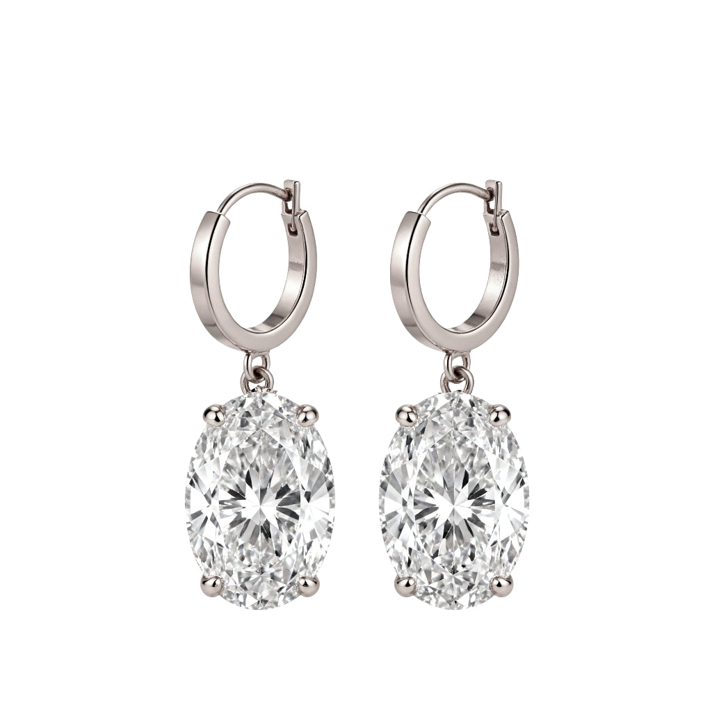 Nahaa Oval Shape diamond solitaire hoop earrings - Jewelslane