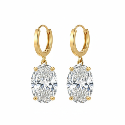 Nahaa Oval Shape diamond solitaire hoop earrings - Jewelslane