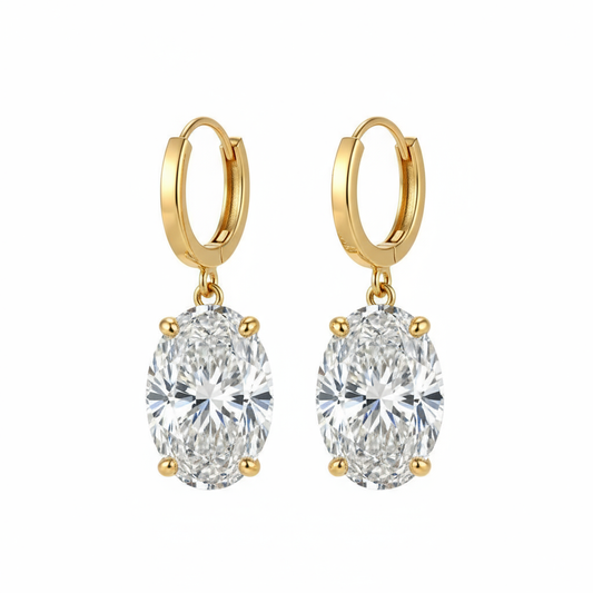 Nahaa Oval Shape diamond solitaire hoop earrings - Jewelslane