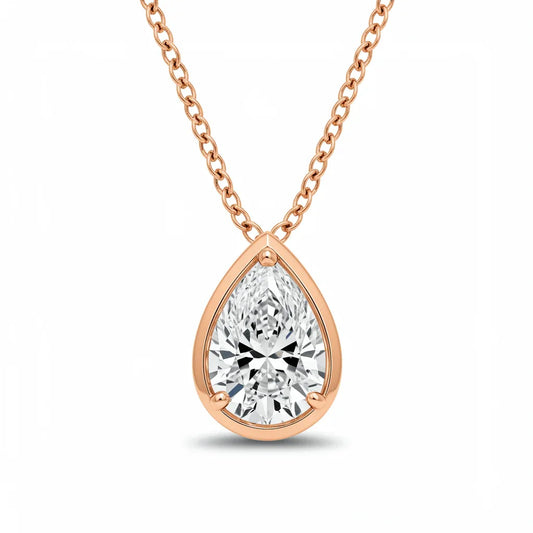 Natali Pear Shape Bezel set lab Diamond Pendant - Jewelslane